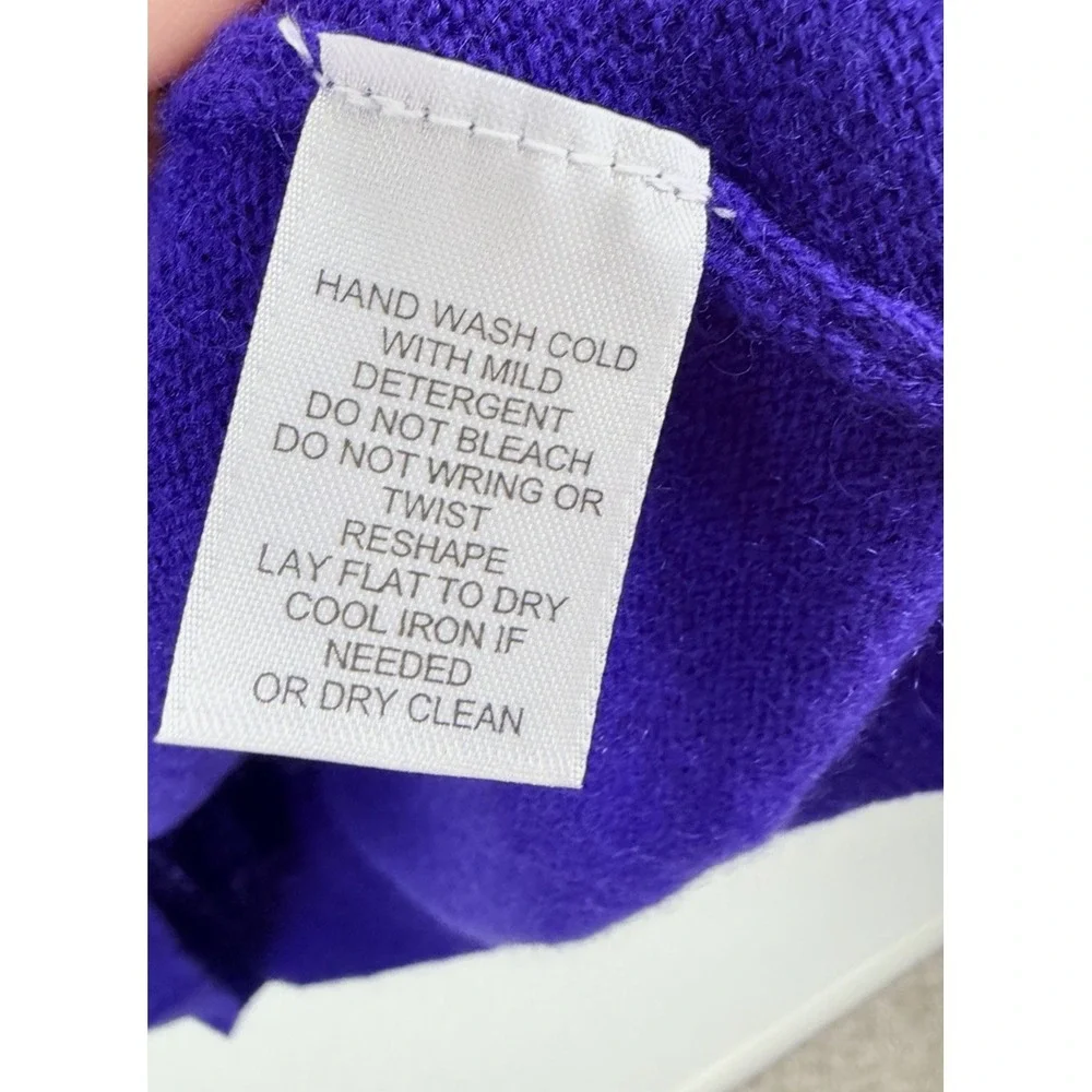 Prive‎ 100% Cashmere Sweater Women's L Purple Shawl Collar Pullover Old Money